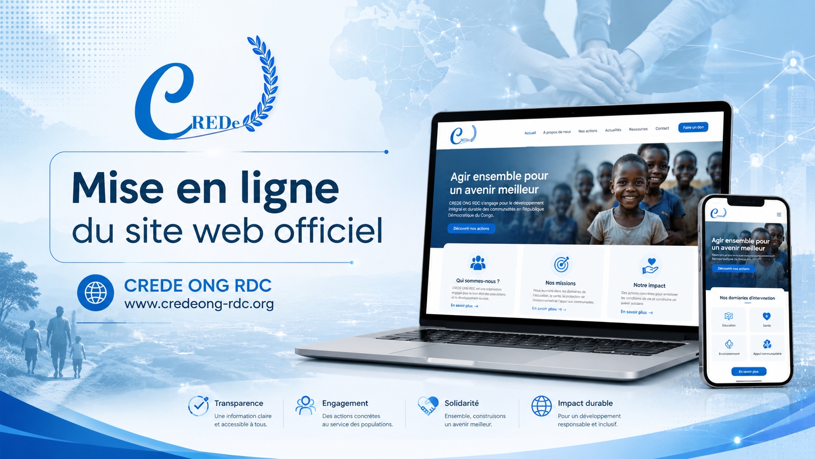 CREDE ONG RDC met officiellement en ligne son site web institutionnel